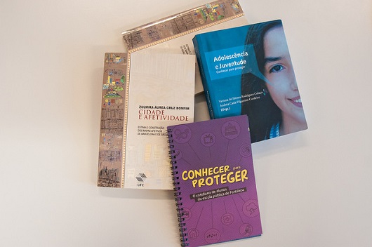 Livros sobrepostos uns aos outros e sobre a mesa (Foto: Ribamar Neto/UFC)